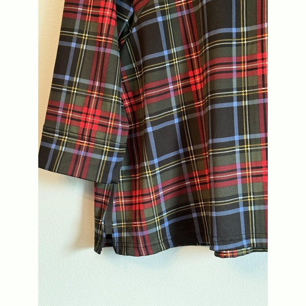 Ali Miles Red Plaid Cowl Neck 3/4 Sleeve Top Womens Large Petite Cottagecore - Picture 3 of 9